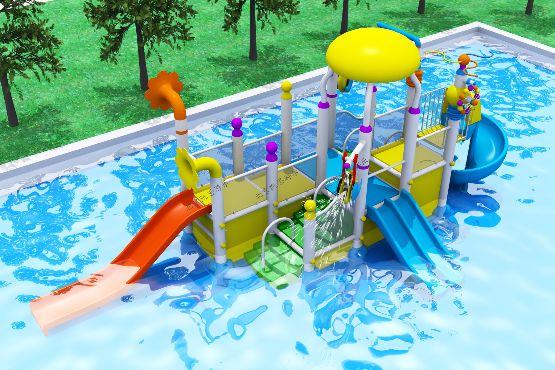 儿童水上滑梯水上乐园滑梯水上游艺滑梯游乐设备室外亲子乐园景区整体