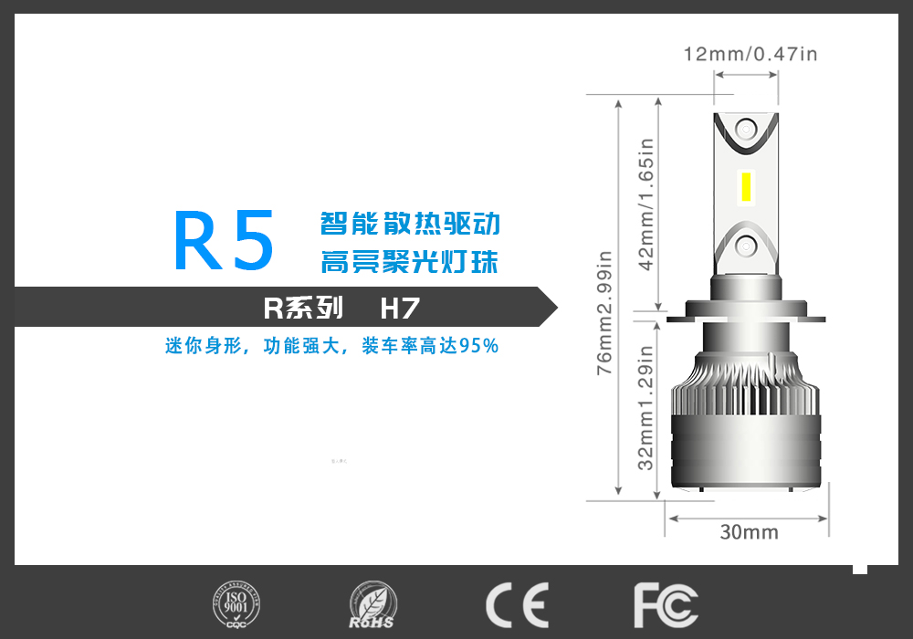 泰达照明汽车LED前照灯R5，**亮**聚光