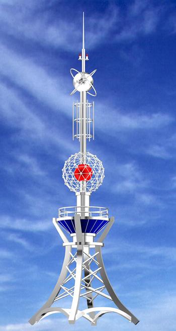 信丰公司设计供应楼顶工艺装饰铁塔、不锈钢塔、角钢装饰塔