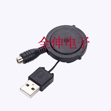 USB-DC母座单向伸缩线 迷你音响自动伸缩线 小夜灯可伸缩收纳充电线