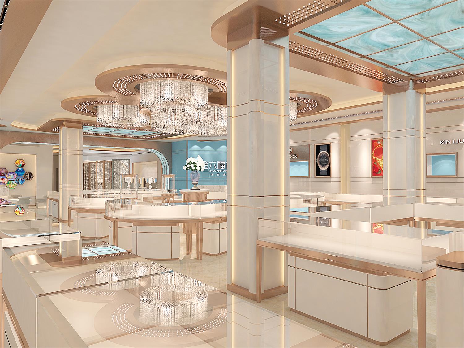 金六福珠宝展示柜 奢侈品货架 玻璃柜台 谷德设计制造 G22