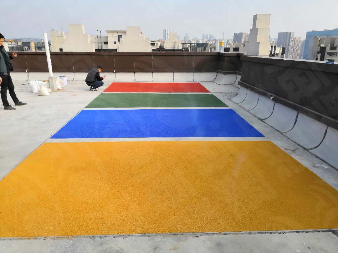重庆海聚路面彩色防滑涂料 抗滑薄层材料 PMMA路面景观薄层材料