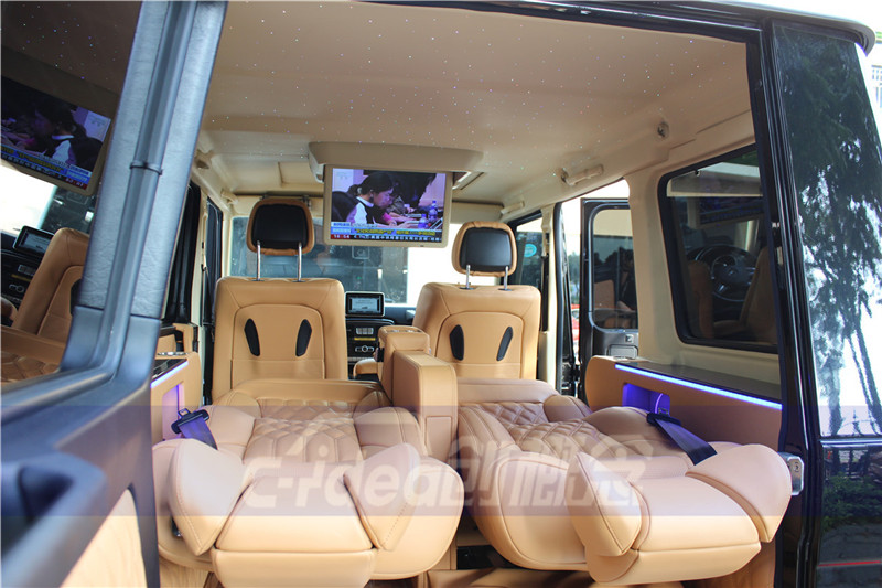奔驰G500改装个性内饰 定制吸顶电视/通风座椅