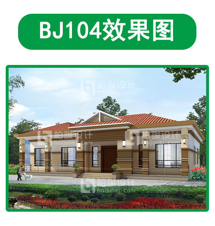 BJSJ104一层欧式新农村小别墅带储藏室乡村自建房设计图纸全套