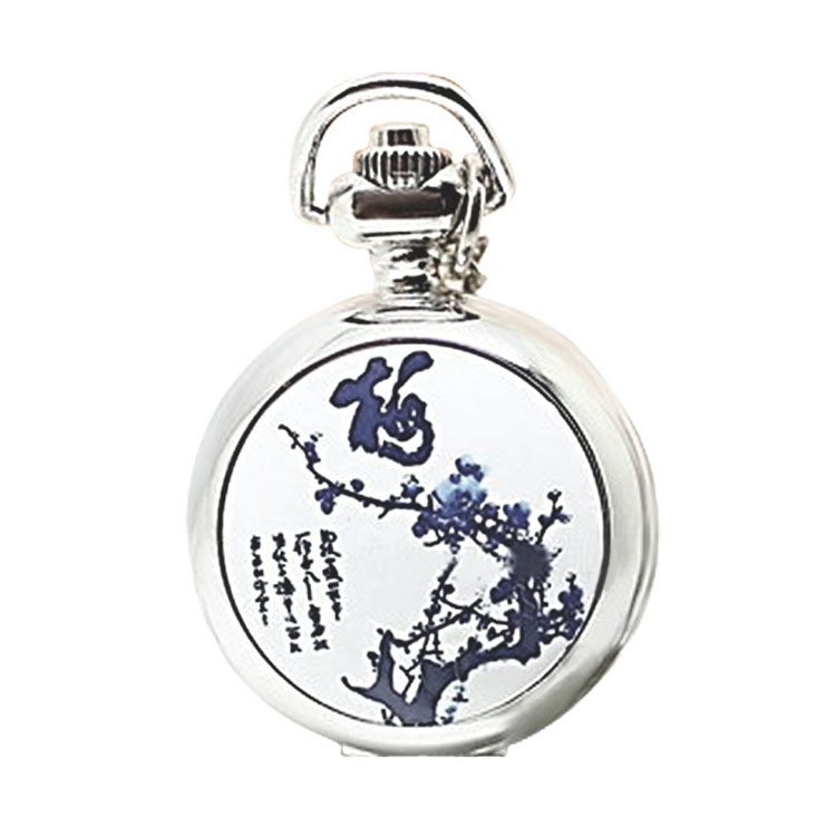 深圳手表工厂家定制新款中国风青花瓷翻盖纪念礼品怀表
