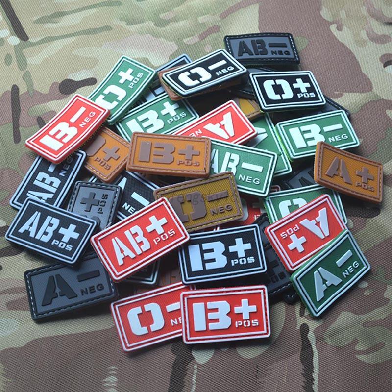 PVC Luminous Paste Blood Type Rubber Badge Tactical Tag Multi Fastener Patch