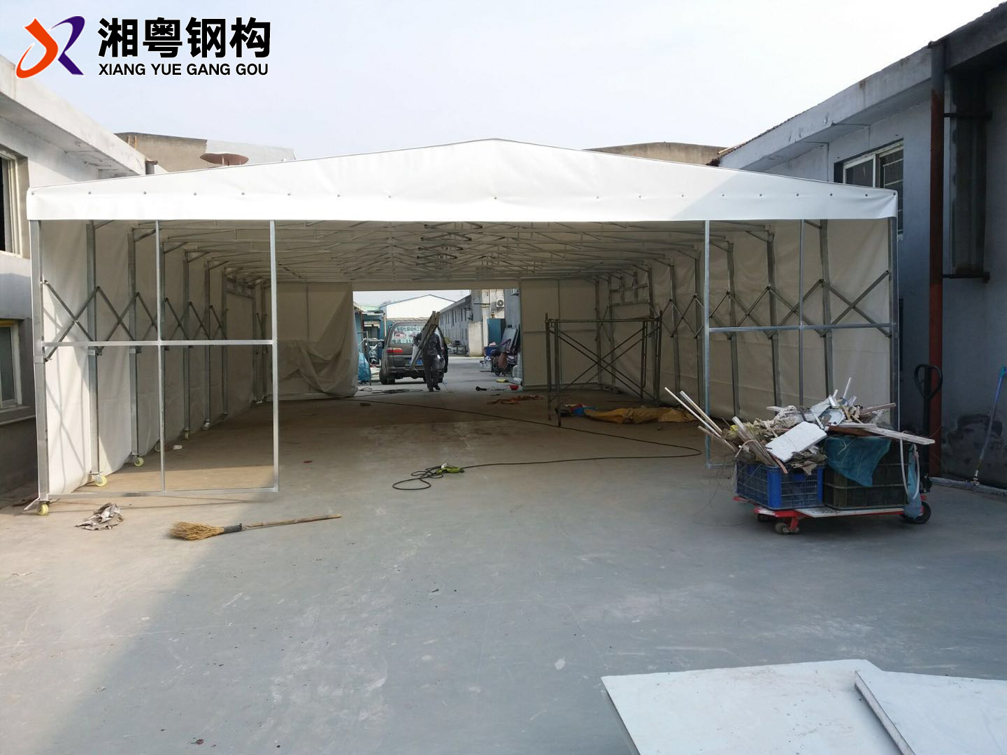 广东厂家订做自动伸缩遮阳篷PVC帆布户外推拉帐篷质量好