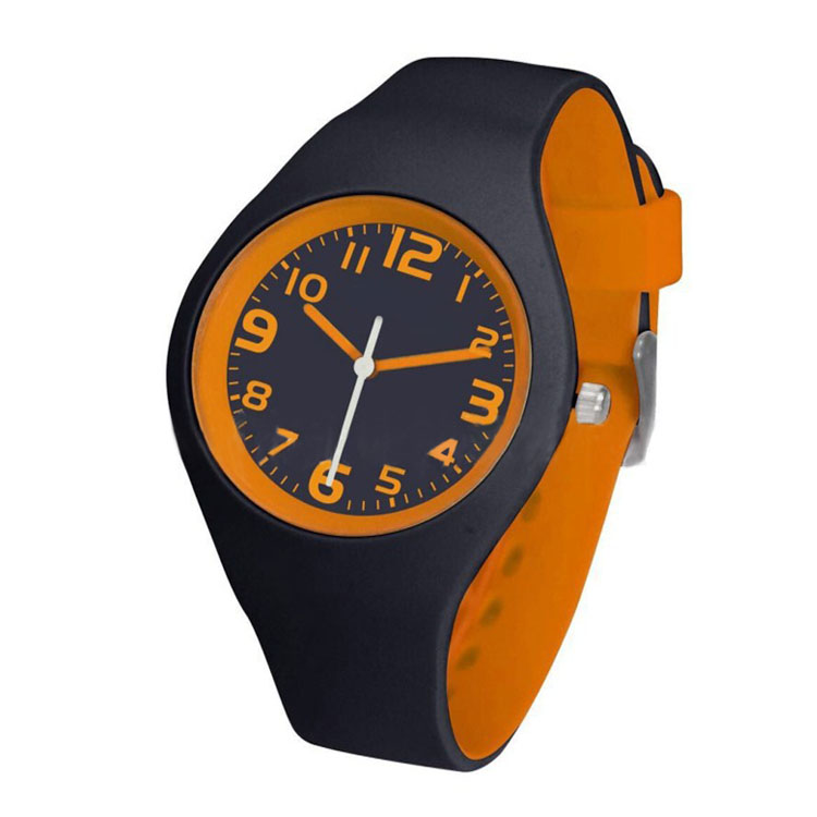 深圳时霸手表工厂定制新款双色硅胶连体表带石英手表