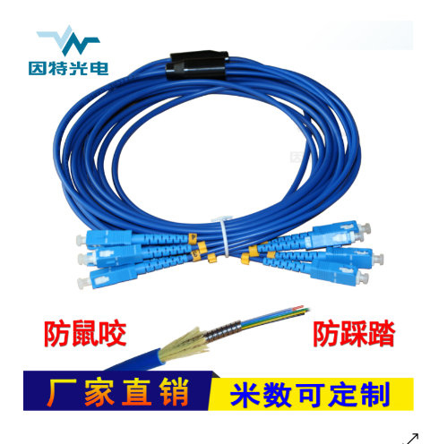 铠装光缆四4芯单模SC-SC光纤跳线防鼠咬3米5米10米50米