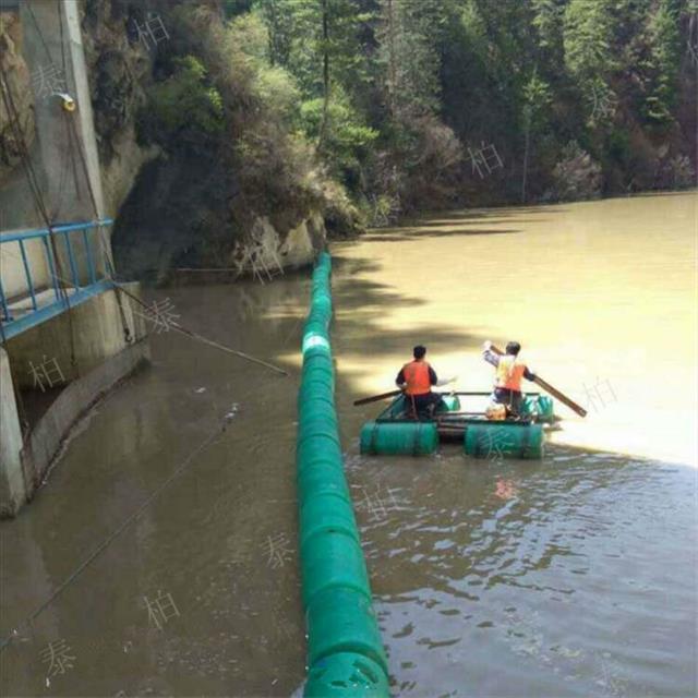 山区河道升降式拦污索设计 浮筒串联河道拦污排