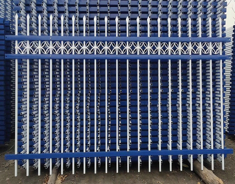 小区用什么规格锌钢护栏蓝白色锌钢护栏带弯头围栏