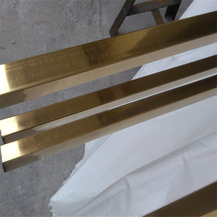 304不锈钢哑光拉丝黄钛金矩形管 201不锈钢镜面黄钛金扁管