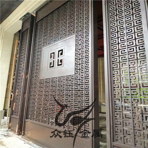青海青古铜铝板镂空雕刻花纹楼梯护栏定制