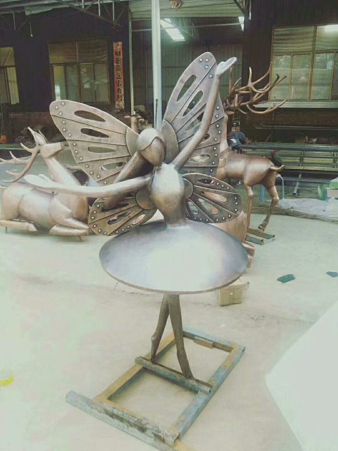 园林铜仙鹤雕塑厂家 园林铜仙鹤雕塑价格 园林铜仙鹤雕塑实景图