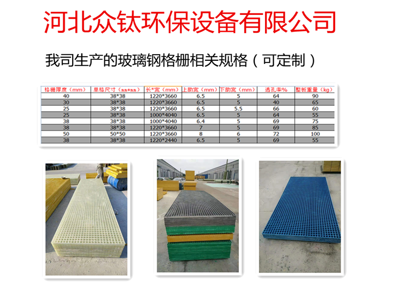 河北众钛供应25/30/38/40/50规格的玻璃钢格栅盖板 可定制