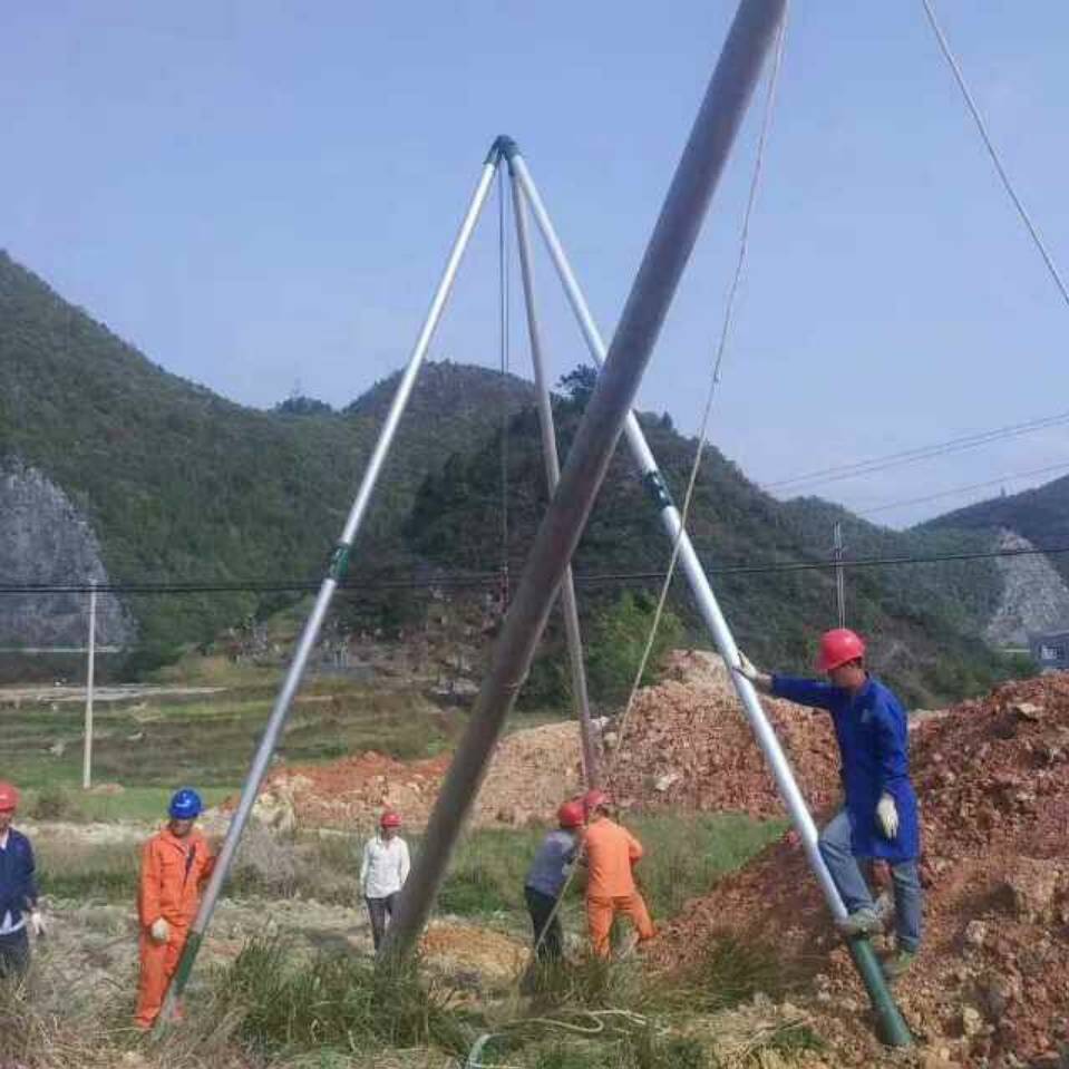 临沧市人工立水泥杆12米三脚架立杆机 15米电线杆立杆机