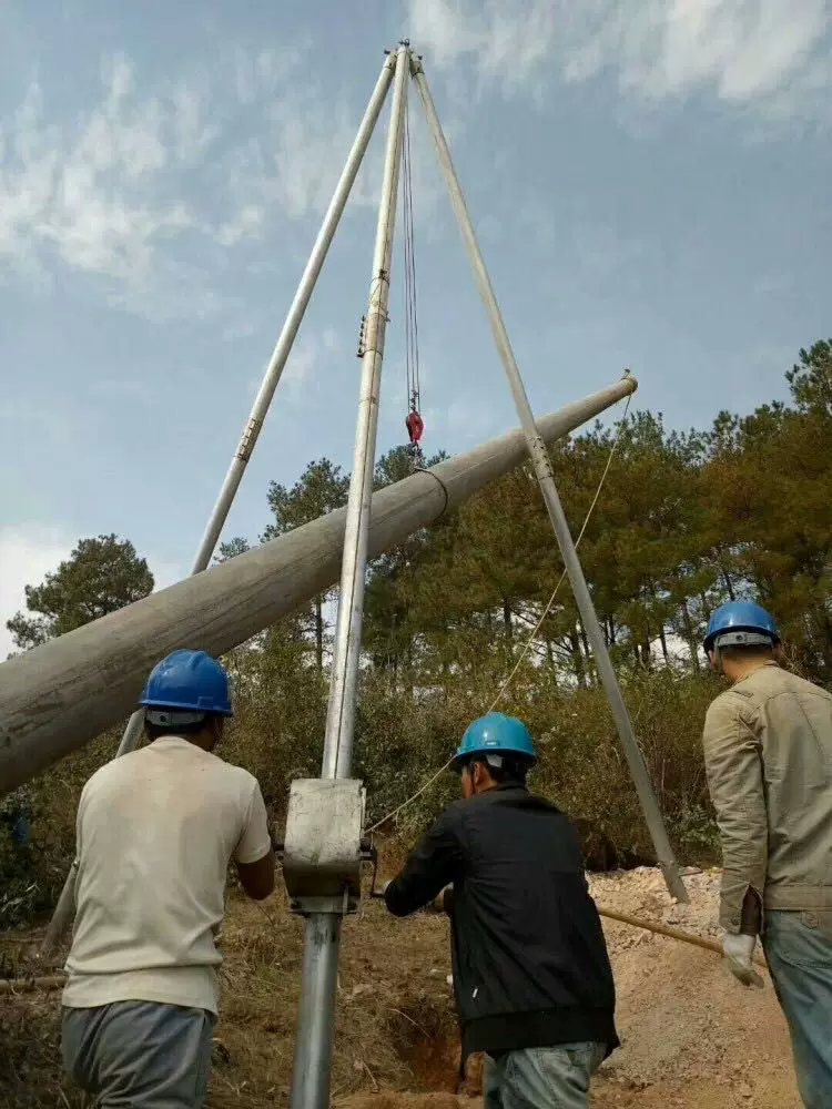 自贡市电力施工工具12米铝合金立杆机 加厚款15米三脚架立杆机