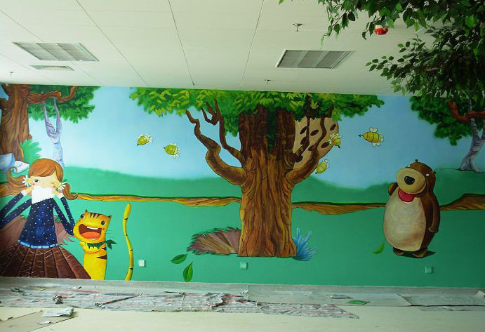 幼儿园墙画电话 幼儿园手绘 欢迎来电咨询
