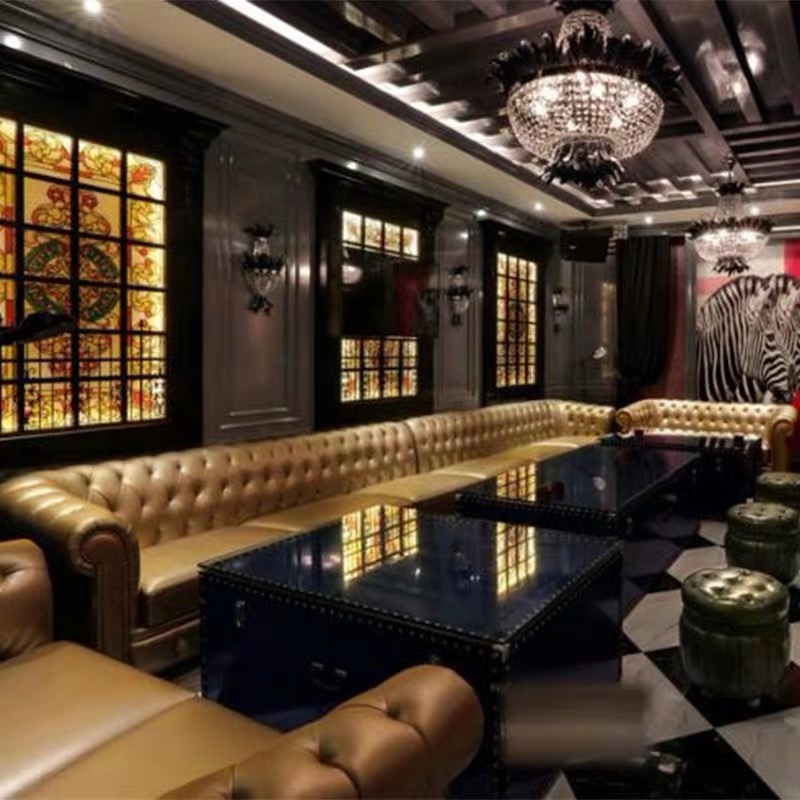 KTV包厢酒吧音乐餐厅欧式美式 U型L型转角小沙发卡座茶几桌椅组合