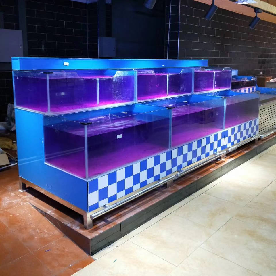 生鲜店海鲜池定做，广州水产玻璃鱼缸定做公司
