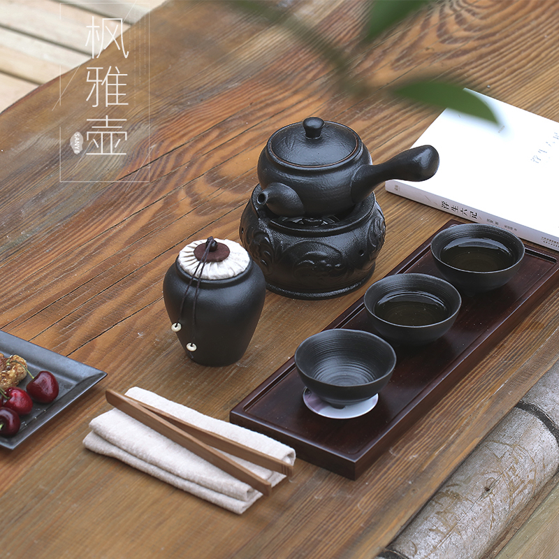 日式功夫茶具套装家用简约枫叶壶快客杯重竹干泡盘温茶炉