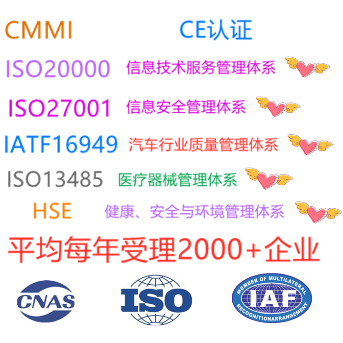 ISO认证iso9001质量管理体系 CMMI345级认证 十环认证 中国环境标志产品认证