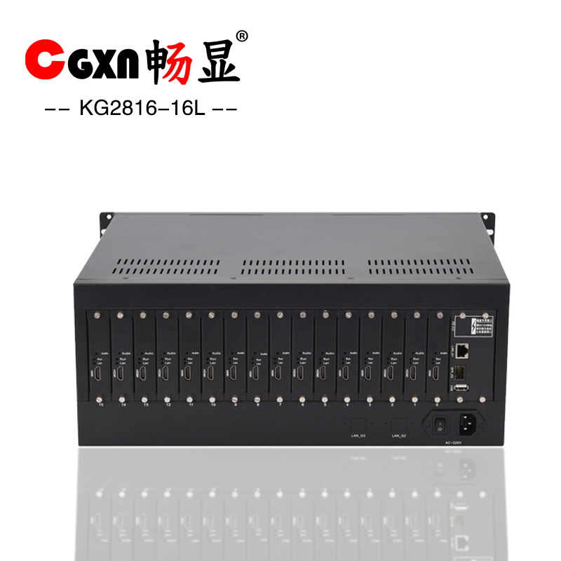 畅显网络解码矩阵KG2816-16L支持海康大华H.265网络监控视频解码上墙显示带拼接功能