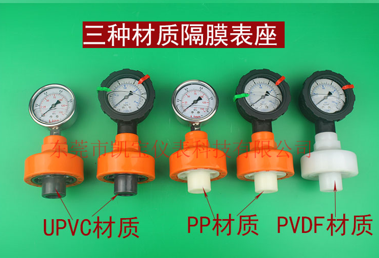 UPVC隔膜压力表，耐酸碱隔膜压力表，进口隔膜压力表，硫酸盐酸压力表