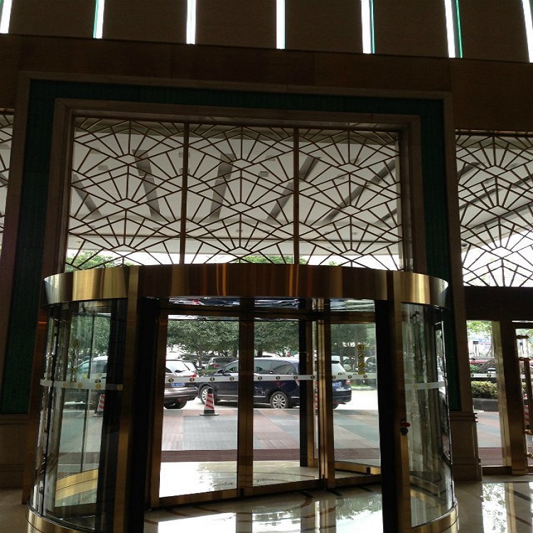 星级酒店不锈钢旋转门装饰 电镀钛金不锈钢门框