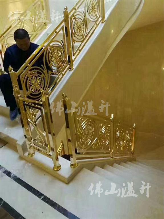 杭州全新全铜镂空设计铜艺楼梯扶手厂 楼梯护栏