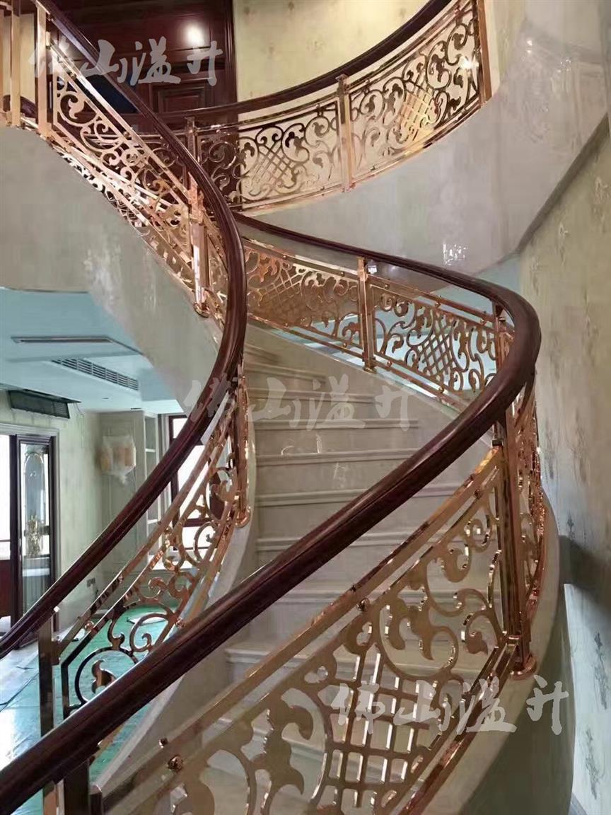 苏州钛金全铜镂空设计铜艺楼梯扶手