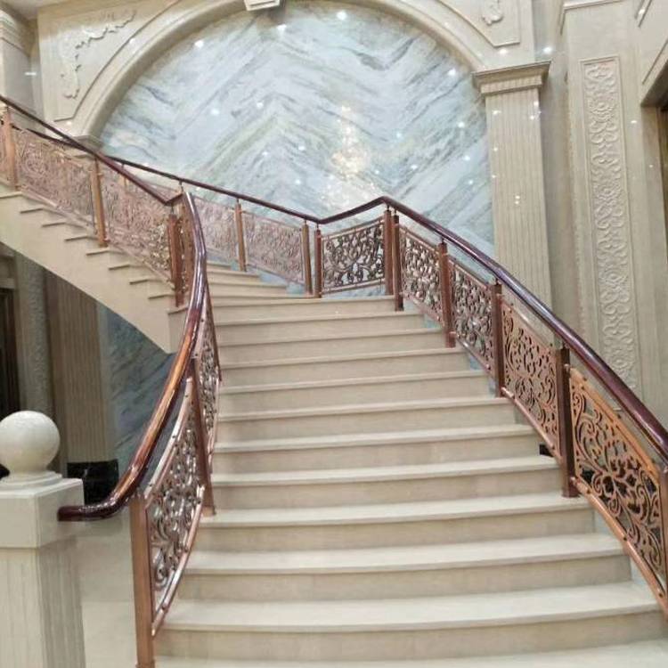 台州北欧铜艺楼梯扶手设计铜艺楼梯护栏案例效果