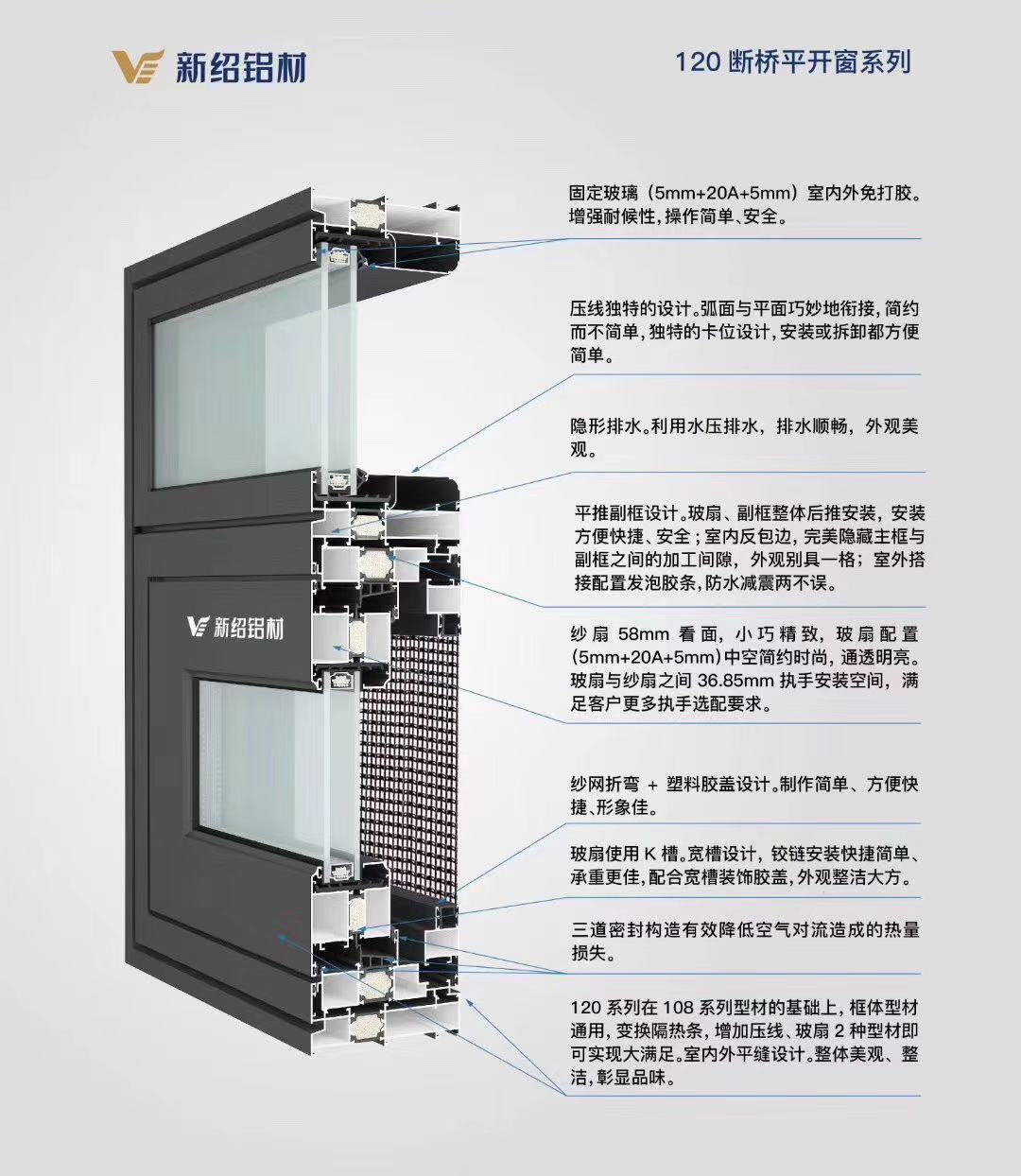 120断桥铝型材厂家 新绍铝材