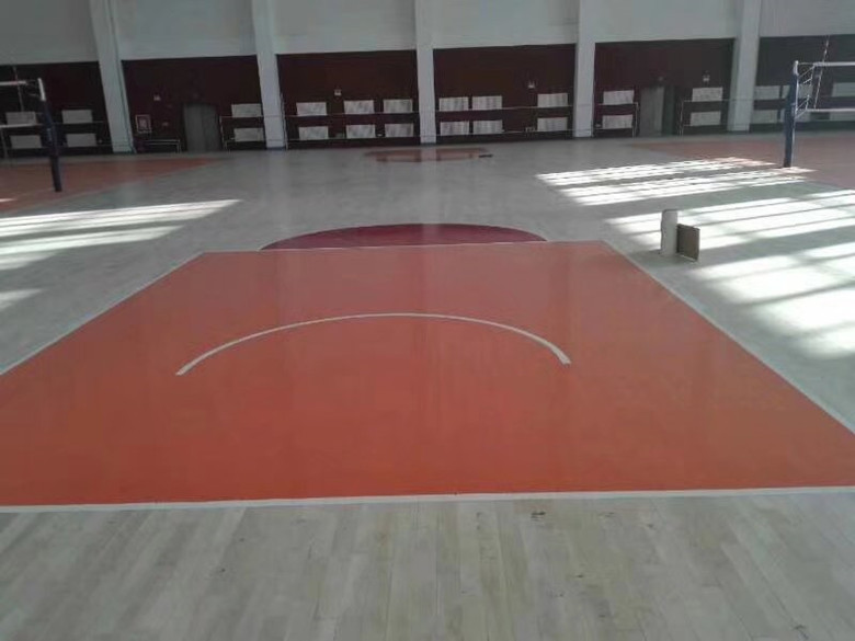 德州篮球硬木运动木地板 室内运动场硬木地板