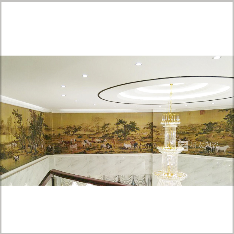 大型壁画厂家陶瓷手绘壁画 酒店大堂壁画定制