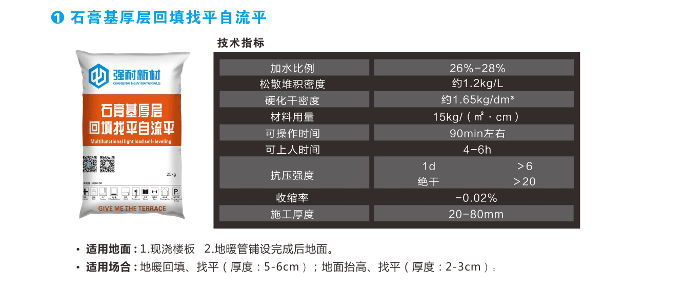 强耐石膏基厚层回填找平自流平生产销售施工企业