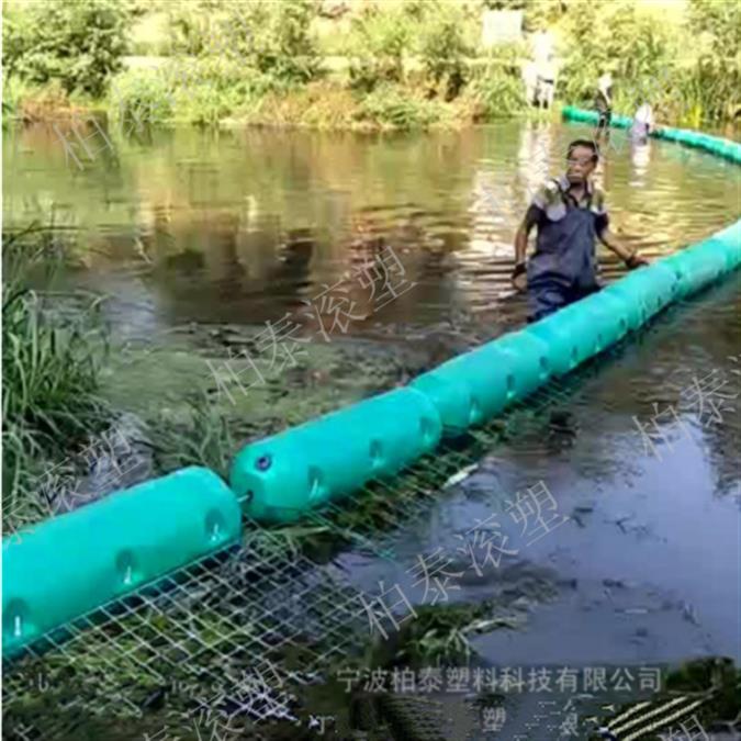 平川公园河道浮漂拦载浮体 水下垃圾挂网式拦汛网浮筒