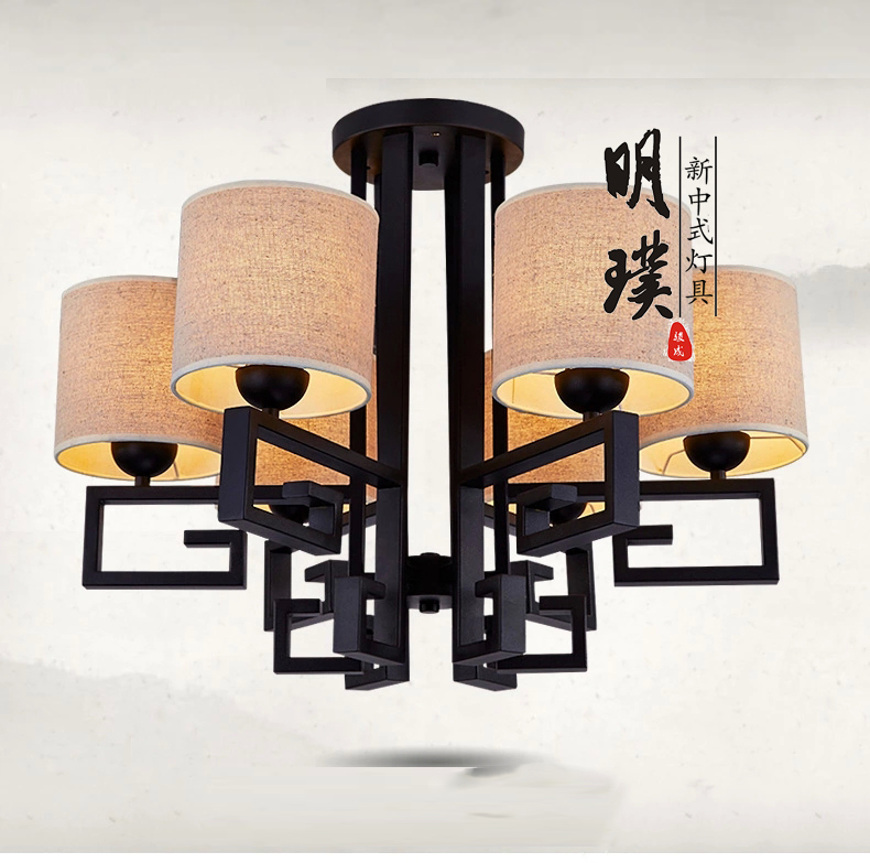 新中式吸顶灯led全铜中国风卧室灯简约现代客厅灯圆形灯具