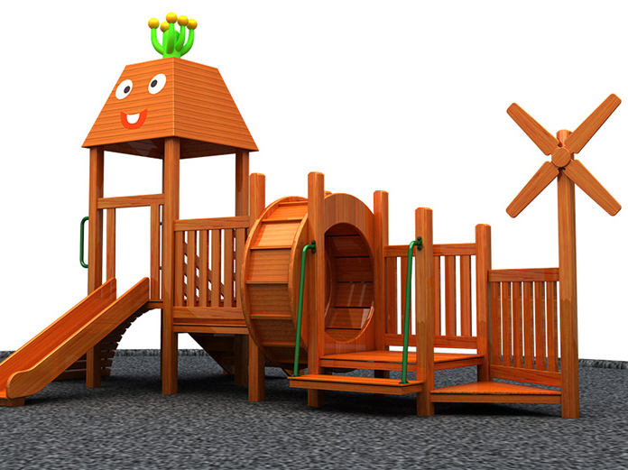 组合木质儿童滑梯 幼儿园实木攀爬架 户外小户型实木滑梯