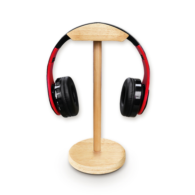 头戴式耳机桌面耳麦挂架木制耳机展示支架
