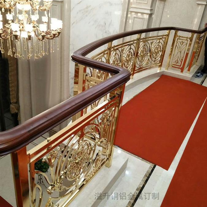 成都铜艺楼梯护栏品牌 铜镀钛楼梯栏杆