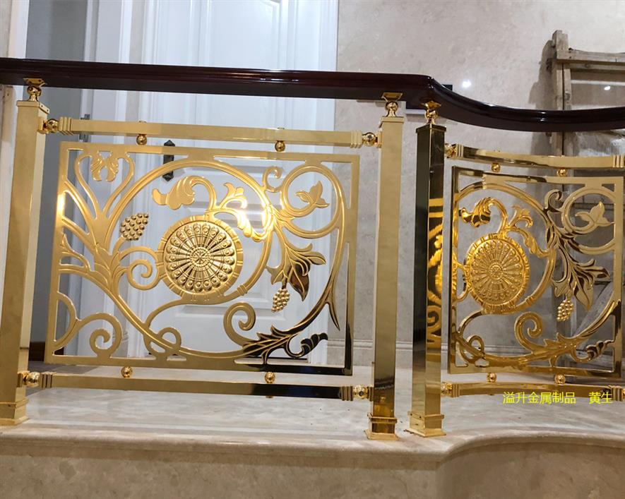 潮州安装铜艺楼梯护栏图片 纯铜雕花楼梯栏杆
