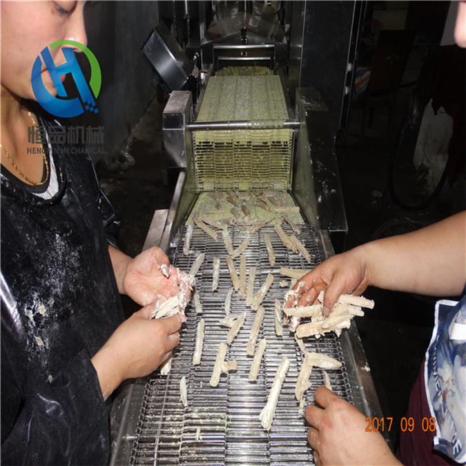 山东厂家供应鲜切藕条上浆裹粉油炸整套生产线