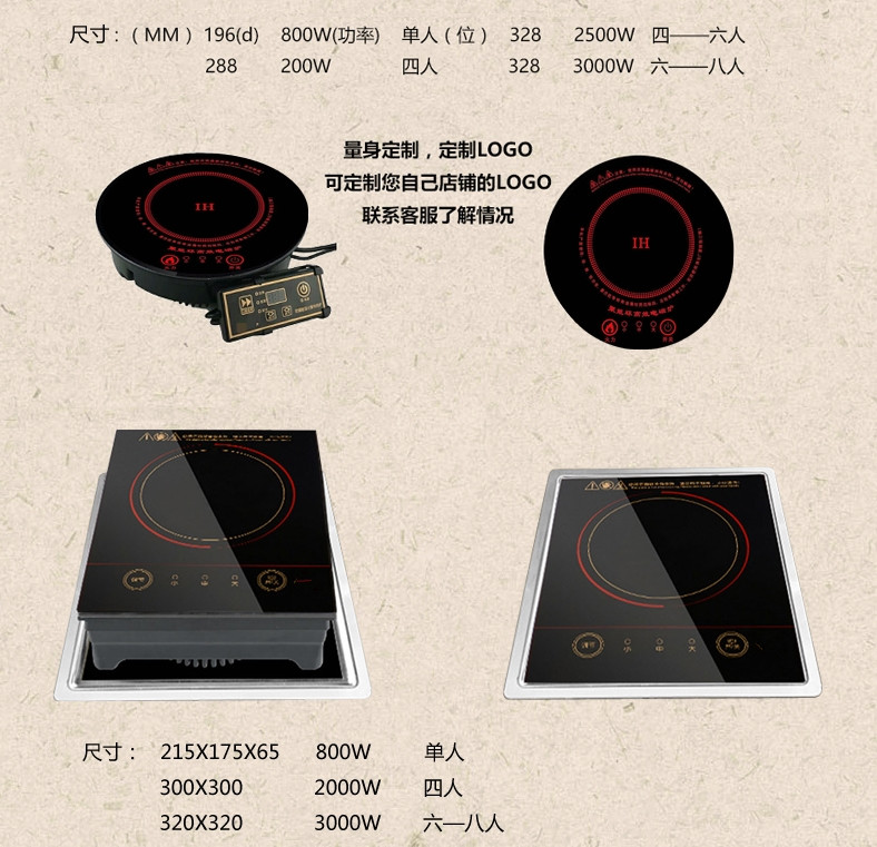 厂家定制火锅电磁炉圆形镶嵌式黑晶板商用电磁炉批发嵌入式电磁炉