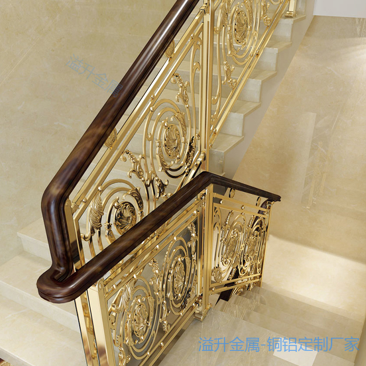 铜艺玫瑰金镂空楼梯护栏 款式多多