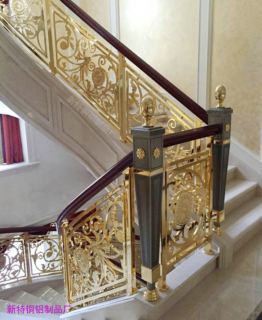 四平高档铝艺钛金楼梯护栏 铝扶手设计潮流采用