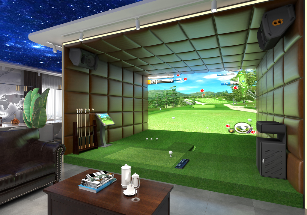 供应单屏室内高尔夫模拟器设备