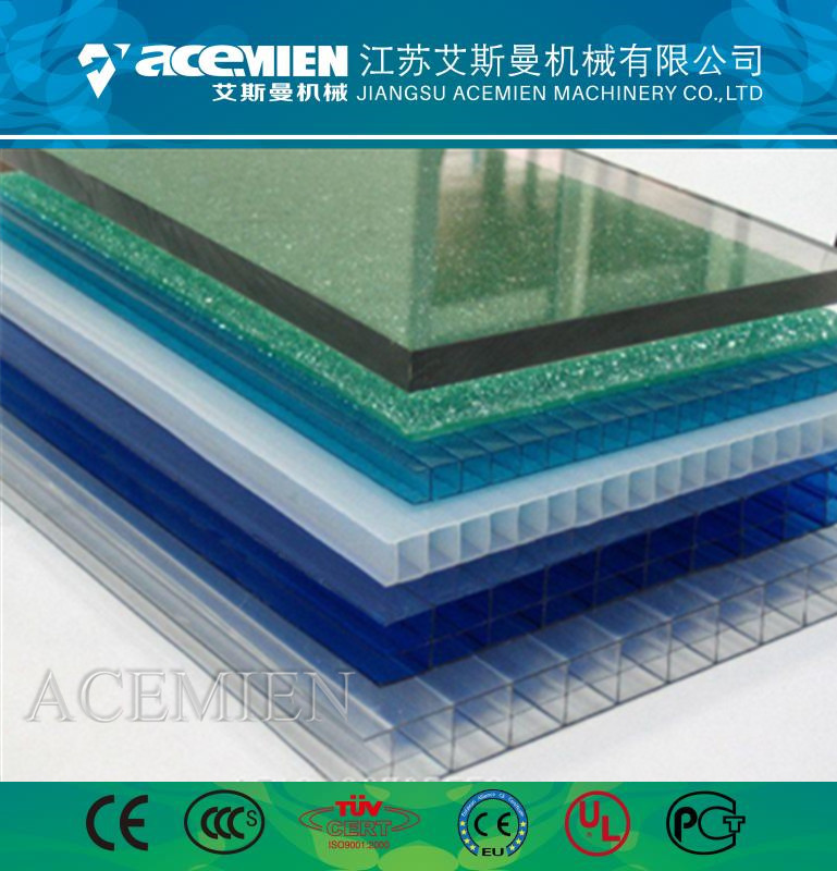 PC塑料中空格子阳光板生产线、透明PC中空格子板设备