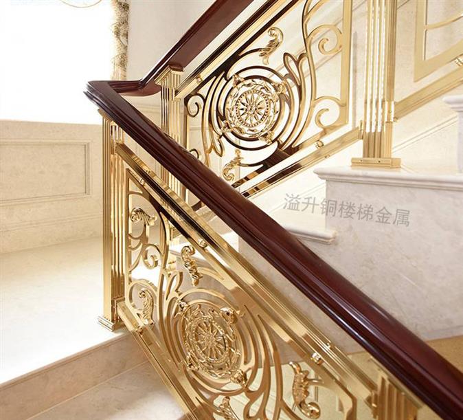 池州铜艺楼梯栏杆款式 铜镀钛楼梯护栏