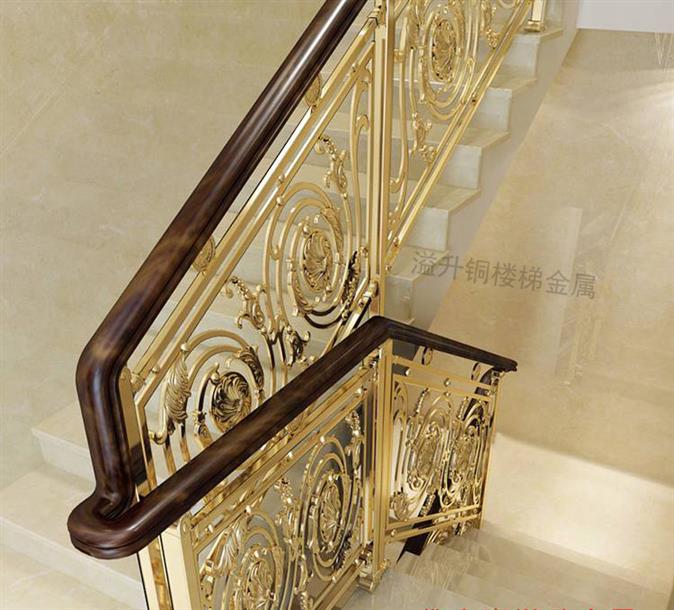 安徽精选铜艺楼梯栏杆 雕花弧形楼梯护栏